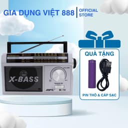 ĐÀI RADIO M-BASS CỠ LỚN, Âm thanh to không rè không nhiễu, 4 Băng tần, Tặng kèm pin sạc dây sạc 1