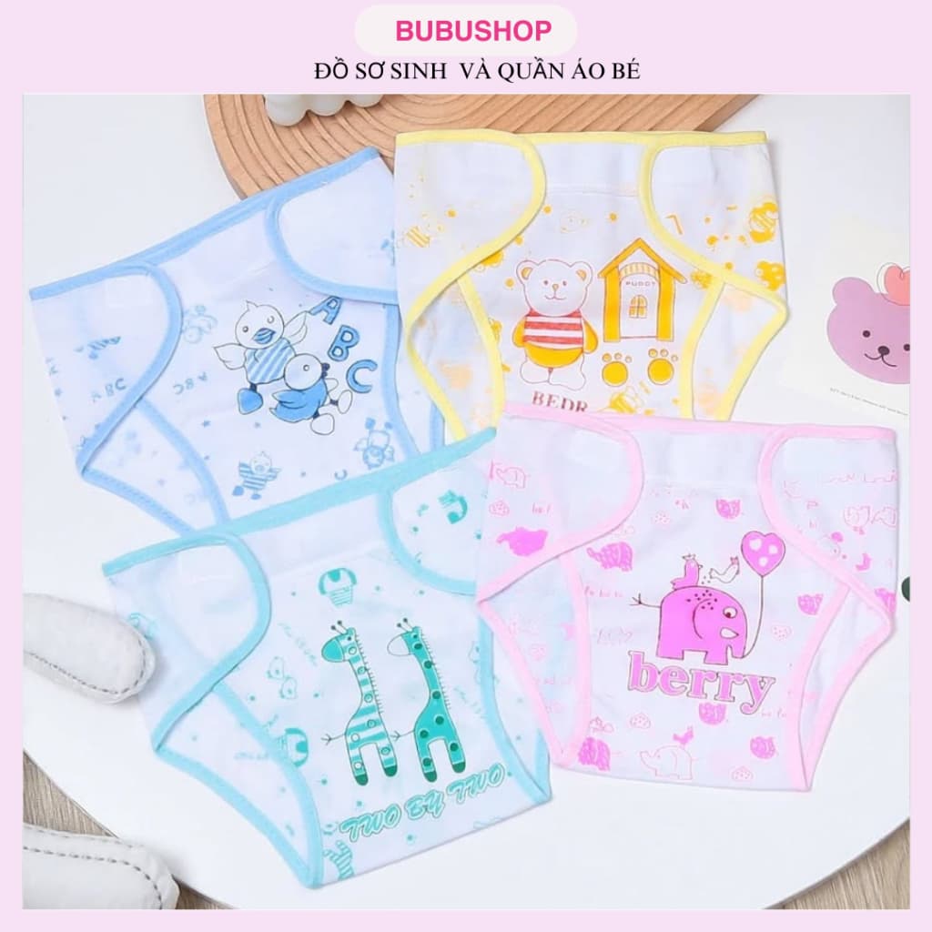 Set 10 Tã Vải Dán /Tã Quần Đóng Bỉm Sơ Sinh Chất Cotton Mềm Mại Có Họa Tiết