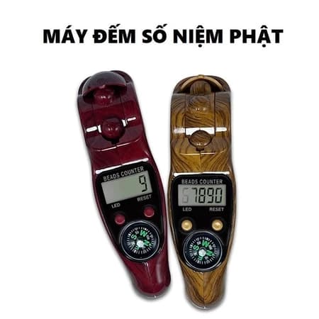 Máy Bấm Đếm Số Niệm Phật ABS vân gỗ, Tràng Hạt Điện Tử Led Rõ Nét 