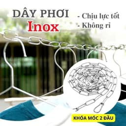 Dây xích phơi quần áo INOX có Móc Khóa chống trượt 1