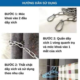 Dây xích phơi quần áo INOX có Móc Khóa chống trượt 3