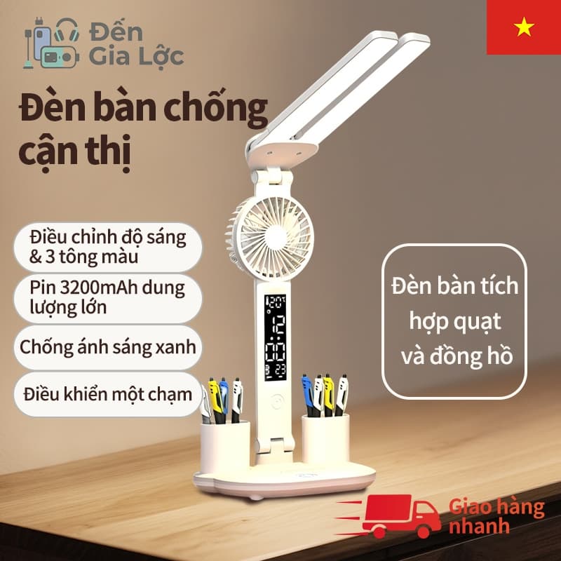 Đèn LED Để Bàn Đa Năng, Đèn Học Để Bàn Chống Cận Cao Cấp Với 3 đèn，đèn học，đèn học chống cận