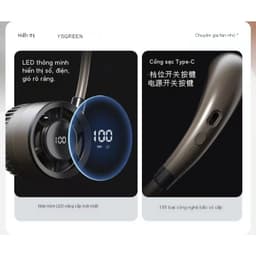 Quạt Đeo Cổ Mini D916 Xoay 360 Độ, 100 Cấp Độ Gió, Pin 1500mAh, Nhẹ Gọn, Sạc USB Tiện Lợi 1