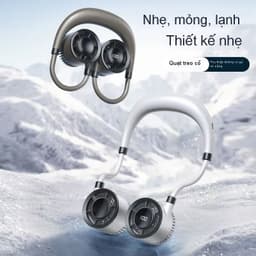 Quạt Đeo Cổ Mini D916 Xoay 360 Độ, 100 Cấp Độ Gió, Pin 1500mAh, Nhẹ Gọn, Sạc USB Tiện Lợi 5