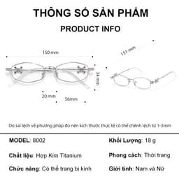 Gọng kính cận thời trang nam nữ NARO EYEWEAR  dáng oval phối đá sang trọng phong cách Y2K 8888 9