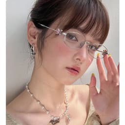 Gọng kính cận thời trang nam nữ NARO EYEWEAR  dáng oval phối đá sang trọng phong cách Y2K 8888 7