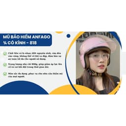 Mũ bảo hiêm trùm đầu kính chống lóa Nón bảo hiểm 3/4 nam nữ hàng chính hãng ANFAGO HELMETS 818 kính dài che cả mặt 3