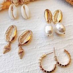 Bộ 4 Bông Tai/Khuyên Tai Vỏ Sò Vintage Bohemian - Quà Tặng Vibe Ocean Charm, Set Độc Đáo, Phong Cách Hàn Quốc 2