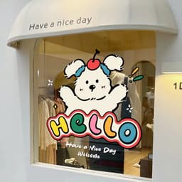 Miếng dán DECOR cửa kính Miếng Dán Hoạt Hình Dán Tường trang trí cửa hàng in hình chó dễ thương 1