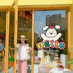 Miếng dán DECOR cửa kính Miếng Dán Hoạt Hình Dán Tường trang trí cửa hàng in hình chó dễ thương 2