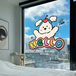 Miếng dán DECOR cửa kính Miếng Dán Hoạt Hình Dán Tường trang trí cửa hàng in hình chó dễ thương 5