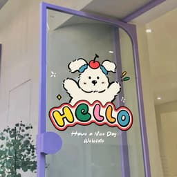 Miếng dán DECOR cửa kính Miếng Dán Hoạt Hình Dán Tường trang trí cửa hàng in hình chó dễ thương 3