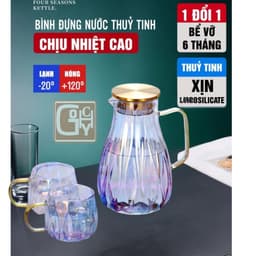 Bình Nước Thủy Tinh Chịu Nhiệt Chất Liệu Thủy Tinh Borosilicate Siêu Nhẹ Dung Tích Lớn phong cách Vintage 3