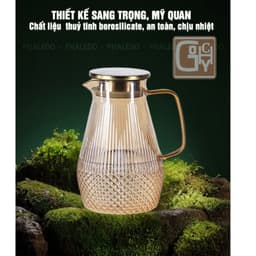 Bình Nước Thủy Tinh Chịu Nhiệt Chất Liệu Thủy Tinh Borosilicate Siêu Nhẹ Dung Tích Lớn phong cách Vintage 6