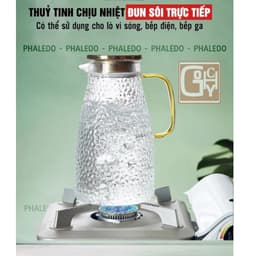 Bình Nước Thủy Tinh Chịu Nhiệt Chất Liệu Thủy Tinh Borosilicate Siêu Nhẹ Dung Tích Lớn phong cách Vintage 8