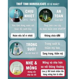 Bình Nước Thủy Tinh Chịu Nhiệt Chất Liệu Thủy Tinh Borosilicate Siêu Nhẹ Dung Tích Lớn phong cách Vintage 9
