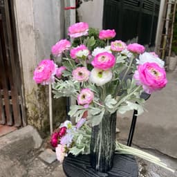Hoa mao lương kép giả, hoa trà lụa cao cấp trang trí nhà cửa Tiệm hoa nhân tạo 4