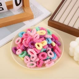 Gói 500 chun buộc tóc thun cột tóc len xù màu sắc tươi sáng đáng yêu cho bé VINBEO-[SU99] 5