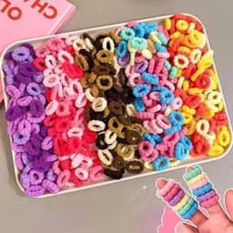 Gói 500 chun buộc tóc thun cột tóc len xù màu sắc tươi sáng đáng yêu cho bé VINBEO-[SU99] 2