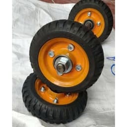 [KKTHN] Bộ 2 Bánh Cao Su 16 Cm Vàng Kèm Trục Phi 18 Cho Xe Đẩy Hai Bánh, Bốn Bánh, Xe Kéo Hàng, Xe Tự Chế 1