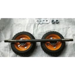 [KKTHN] Bộ 2 Bánh Cao Su 16 Cm Vàng Kèm Trục Phi 18 Cho Xe Đẩy Hai Bánh, Bốn Bánh, Xe Kéo Hàng, Xe Tự Chế 2