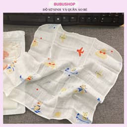 Combo 6 Khăn sữa sợi tre cao cấp in hình 2 lớp kích thước 30x30 cm, khăn mặt cho bé Mềm mịn , thấm hút không bai xù xổ 1