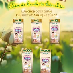 bỉm bobby quần Organic cao cấp 2025, bỉm bobby chính hãng chất liệu tự nhiên, siêu thấm hút cho bé 3