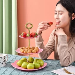 Khay mứt 3 tầng bằng nhựa, Khay đựng bánh kẹo mứt hoa quả 3 tầng decor, 2