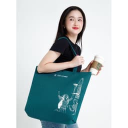 Túi Vải tote Ngăn Rộng Bag Simple Carry Tote Eco  Phong Cách Hàn Quốc siêu nhẹ 3