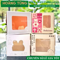 Combo 5 Hộp đựng bánh mini bento 16x16x15cm kèm đế 1