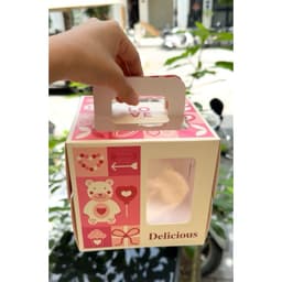 Combo 5 Hộp đựng bánh mini bento 16x16x15cm kèm đế 6