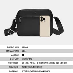 [4-25/9 TẶNG QUÀ TRUNG THU 599K] Túi Bao Tử Nam LECOS LTH4 Vải Oxford Chống Nước Đeo Ngực Đeo Lưng Thời Thượng 3
