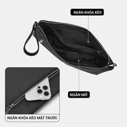 Túi Clutch Nam LECOS LCH1 Vải Oxford Phom Cứng Cáp May Tay Tỉ Mỉ 7