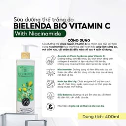 Sữa dưỡng thể trắng da Bielenda Bio Vitamin C Moisturizing And Toning Body Milk Niacinamide 400ml 3