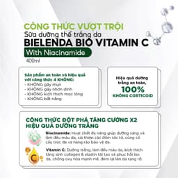 Sữa dưỡng thể trắng da Bielenda Bio Vitamin C Moisturizing And Toning Body Milk Niacinamide 400ml 7