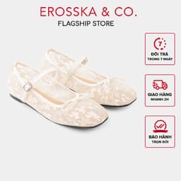 EROSSKA - Giày nữ ballet core lưới quai ngang phối nơ màu trắng kiểu dáng basic màu kem  - EL085 9