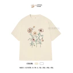 (Có áo trẻ em)  Áo phông UNISEX form rộng, áo du lịch, áo thun nữ in họa tiết BÔNG HOA, áo thun gia đình đi biển ISEE VN 2