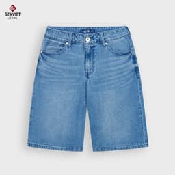 Quần short jean nam dáng đứng cạp cao GENVIET JEANS ngang gối vải denim basic dễ phối 8985 4