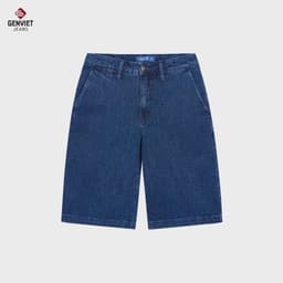 Quần short jean nam dáng đứng cạp cao GENVIET JEANS ngang gối vải denim basic dễ phối 8985 5