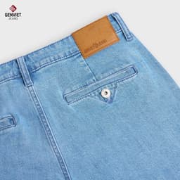 Quần short jean nam dáng đứng cạp cao GENVIET JEANS ngang gối vải denim basic dễ phối 8985 7
