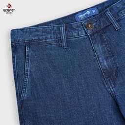 Quần short jean nam dáng đứng cạp cao GENVIET JEANS ngang gối vải denim basic dễ phối 8985 8