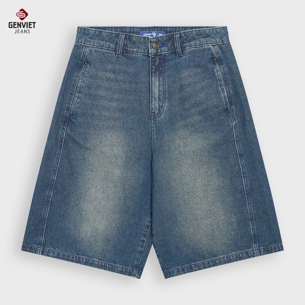 [ẨN] Quần Ngố Nữ GENVIET JEANS Dáng A Vải Bò Cao Cấp Cạp Cao Có Light Sáng Thời Trang S251.G. 8953