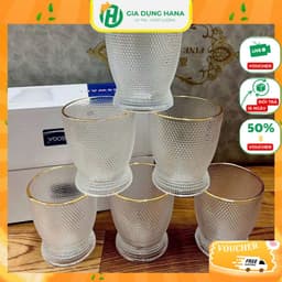 Cốc Thuỷ Tinh Cao Cấp Hàng Loại 1 Hoạ Tiết Sang Trọng Thể Tích 340ML và 260ML 4