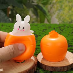 Đồ Chơi Bóp Mềm Squishy Thỏ Cà Rốt Nắn Bóp Thò Thụt Giảm Căng Thẳng Thú Vị 1