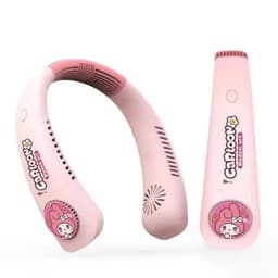 Quạt Đeo Cổ Mini Không Cánh Tích Điện Hình Thỏ Hồng - Gấu Trúc - Cinimoll ,3 Chế Độ Kèm Cap Sạc USB Tiện Lợi 5
