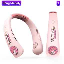 Quạt Đeo Cổ Mini Không Cánh Tích Điện Hình Thỏ Hồng - Gấu Trúc - Cinimoll ,3 Chế Độ Kèm Cap Sạc USB Tiện Lợi 9