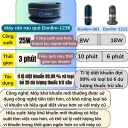 Máy Khử Khuẩn Thực Thẩm Donlim-1236 Bản Cao Cấp Diệt Khuẩn 99,99%, Công Nghệ Điện Phân Khử Trùng Rau Củ Quả Thịt Cá 8