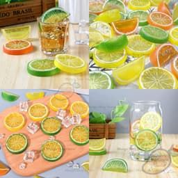 Set lát hoa quả trái cây giả dưa hấu , kiwi , táo , dâu tây , lát chanh 8