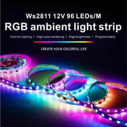 ĐÈN LED FULL MÀU WS2811 UCS1903 RỘNG 8MM 96LED/MÉT 108LED/MÉT ĐIỆN ÁP 12V DÀI 1 MÉT 2