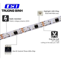 ĐÈN LED FULL MÀU WS2811 UCS1903 RỘNG 8MM 96LED/MÉT 108LED/MÉT ĐIỆN ÁP 12V DÀI 1 MÉT 6